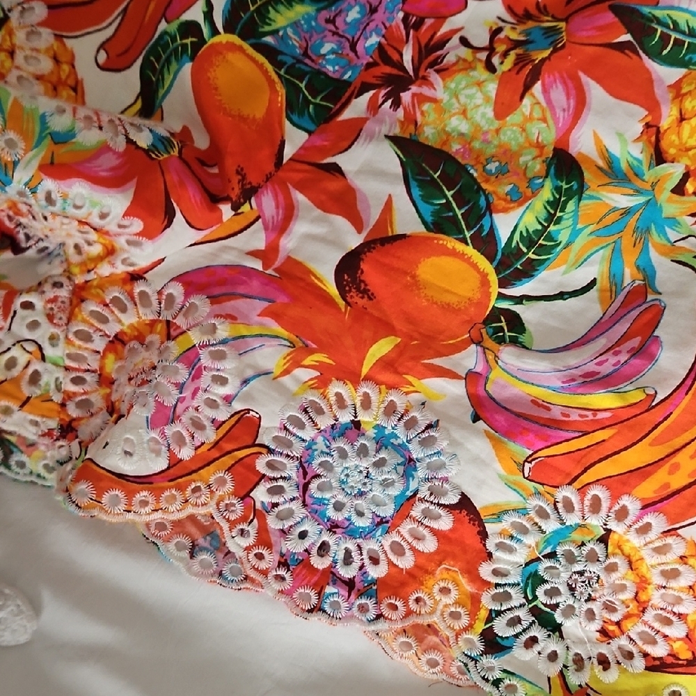 NWT Aqua Vibrant Fruit and Floral Blouse 2 piece outfit - Picture 6 of 8